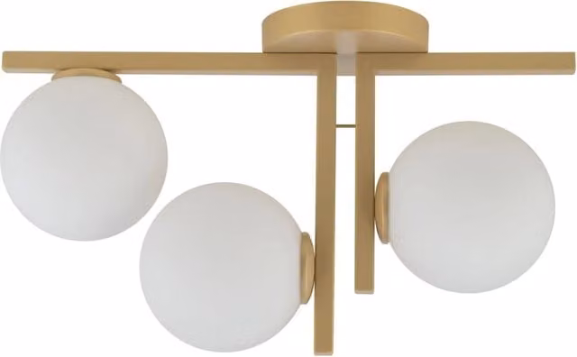 Plafoniera Andy Sigma Lighting in metallo oro e vetro bianco con 3 sfere G9