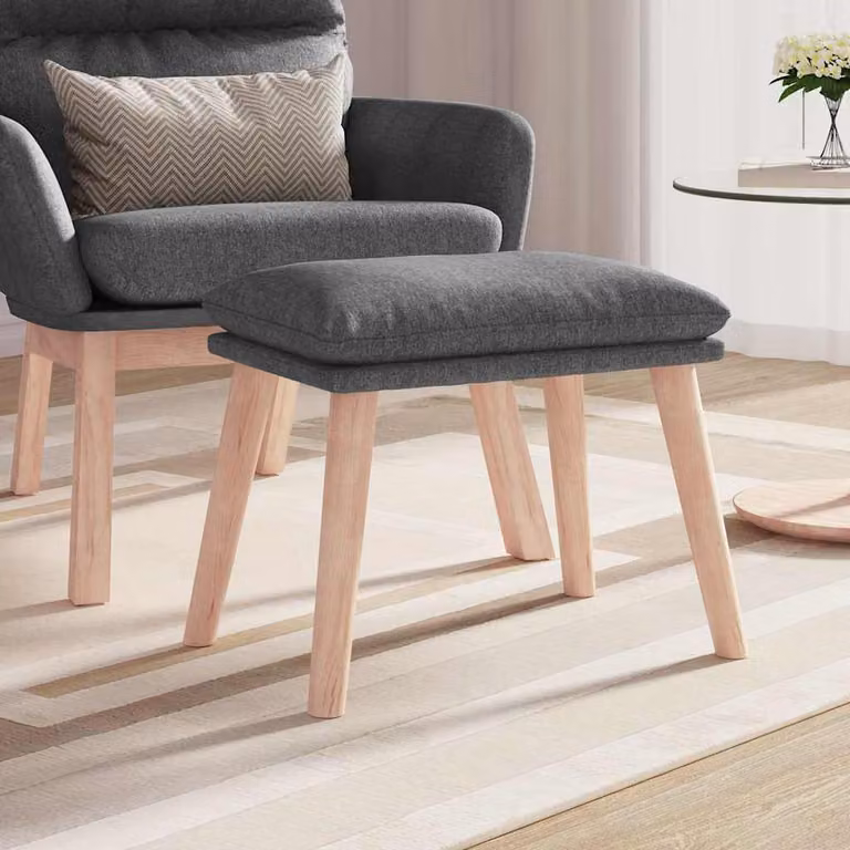 Poggiapiedi vidaXL in tessuto grigio con struttura in legno, L 45 cm x P 29,5 cm x H 35 cm