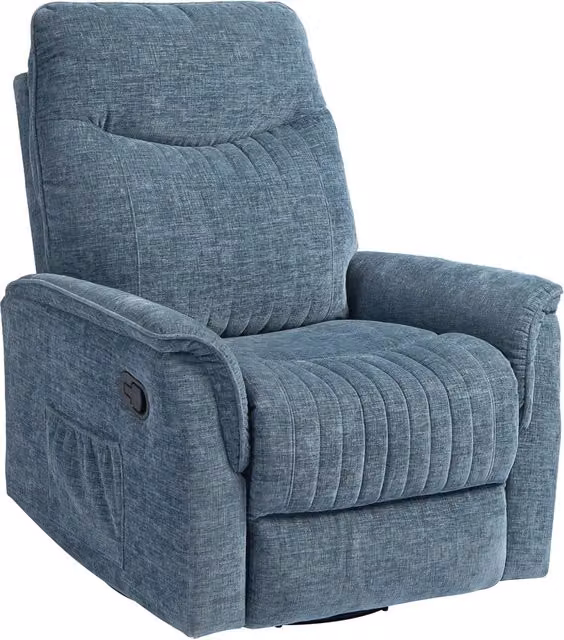 Poltrona reclinabile girevole con poggiapiedi retrattile ¨C Zephmum ¨C Blu