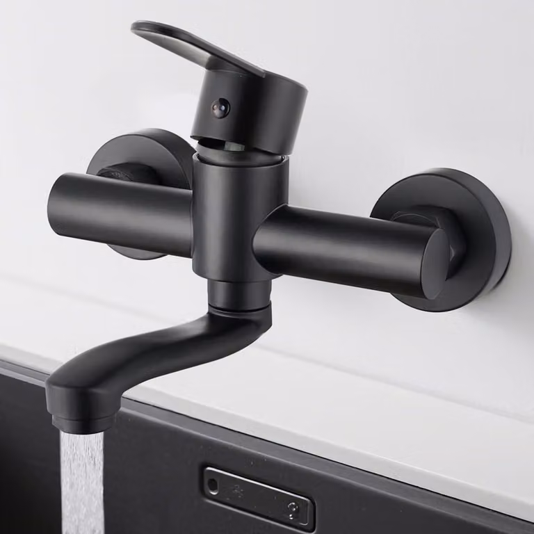 Rubinetto da parete, acciaio inossidabile, rotazione a 360°, colore nero