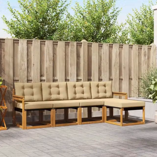Set di divani da esterno 5 pz Naturale e Beige 3368564