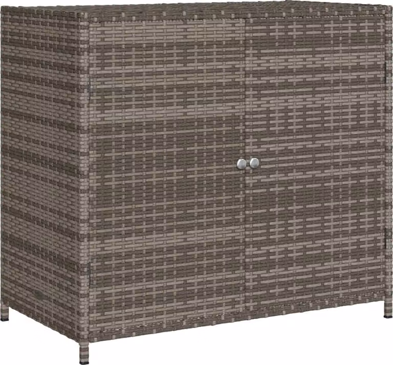 Armadietto Portaoggetti Giardino Grigio 83x45x76 cm Polyrattan