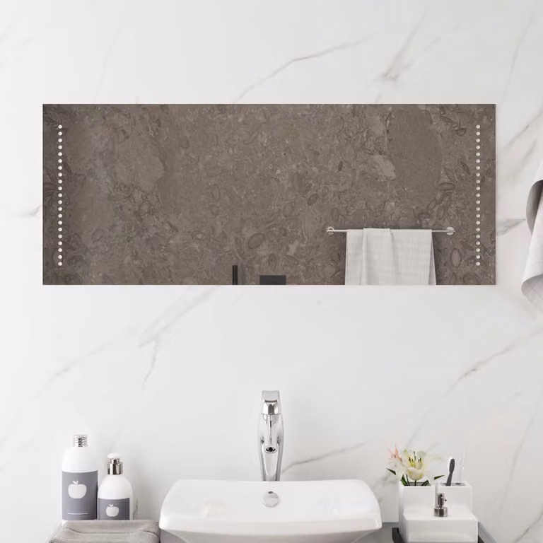 Specchio da bagno con LED vidaXL in vetro temperato trasparente, L: 100 cm, P: 40 cm