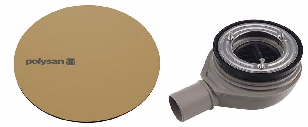 Sifone per piatto doccia MIRAI, diametro 90 mm, DN40, copertura oro opaco