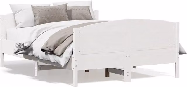 Letto matrimoniale | Letto per adulti | Giroletto senza Materasso Bianco 140x200 cm Legno Massello Pino