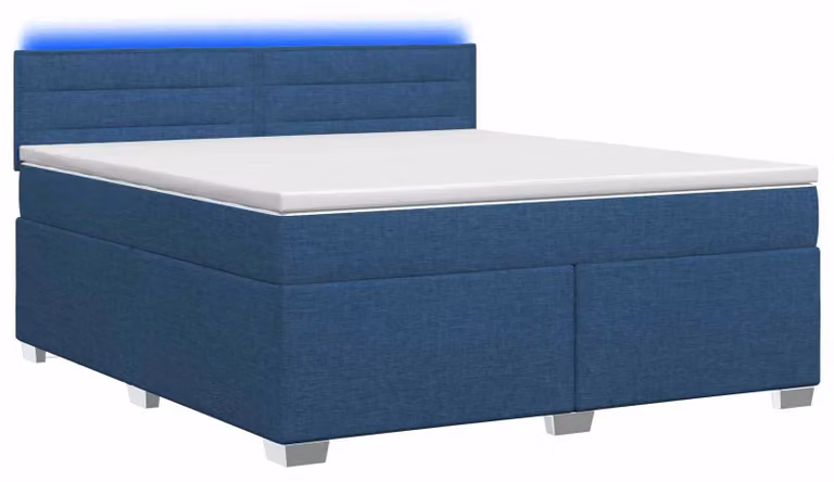 Letto con rete a molle, materasso e illuminazione LED blu, dimensioni 180 x 200 cm, rivestito in tessuto