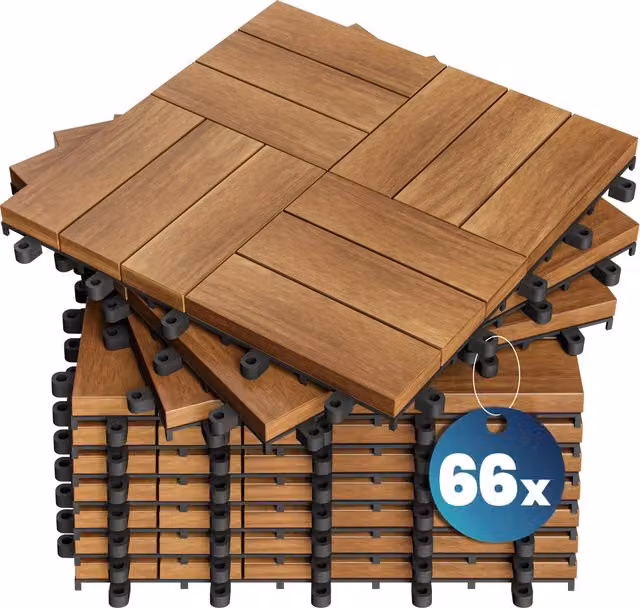 Piastrelle da giardino set 66 pz acacia mosaico FSC 30x30cm