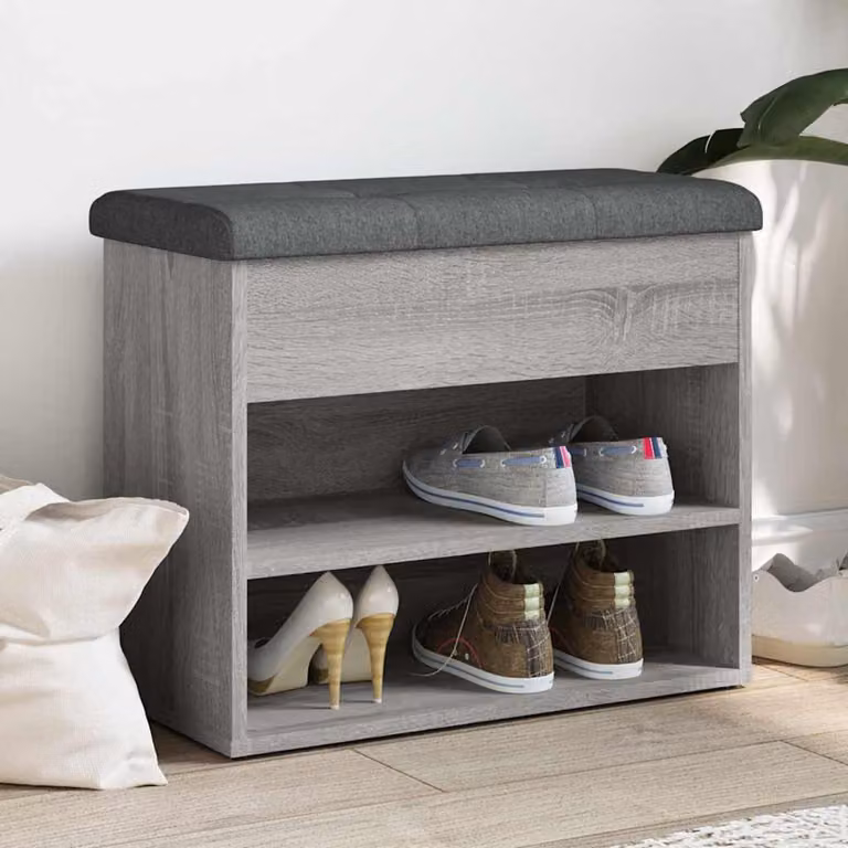 Panca porta scarpe moderna vidaXL in legno e MDF grigio L: 62 cm, P: 32 cm, H: 50 cm