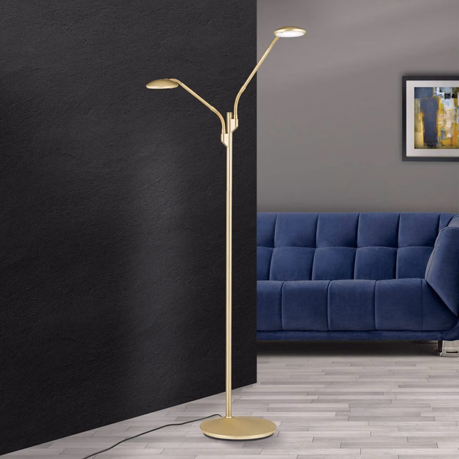 ORION Lampada da terra a LED Cobra, dimmerabile, Ottone / Oro, Soggiorno / Sala da pranzo, Metallo, Moderno, Lampada LED da terra