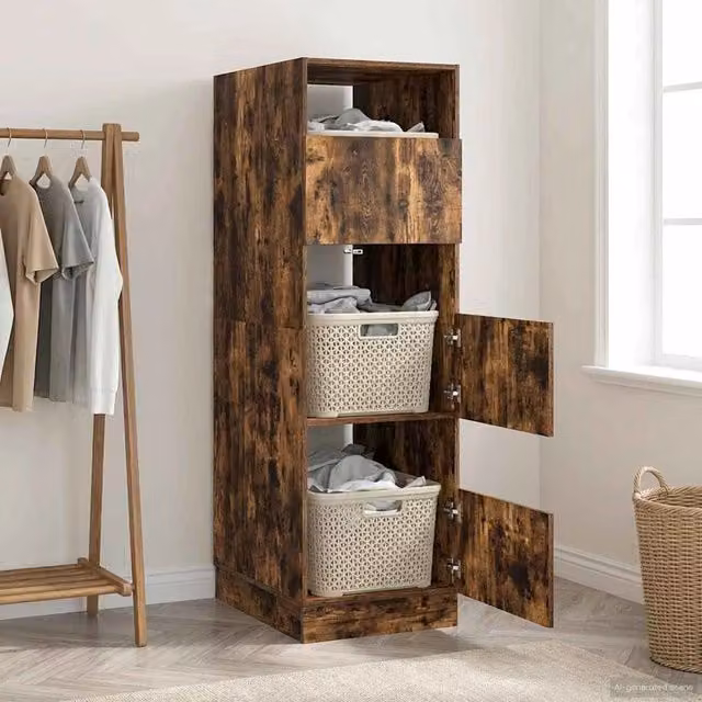 Mobile da lavanderia con porta Rovere fumé 50 x 68 x 162 cm 3422796