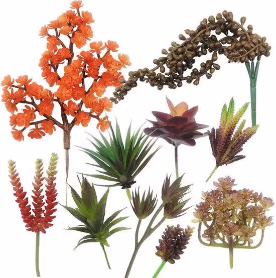 Set di fiori in plastica - 10 pezzi - Colori assortiti - Decorazione