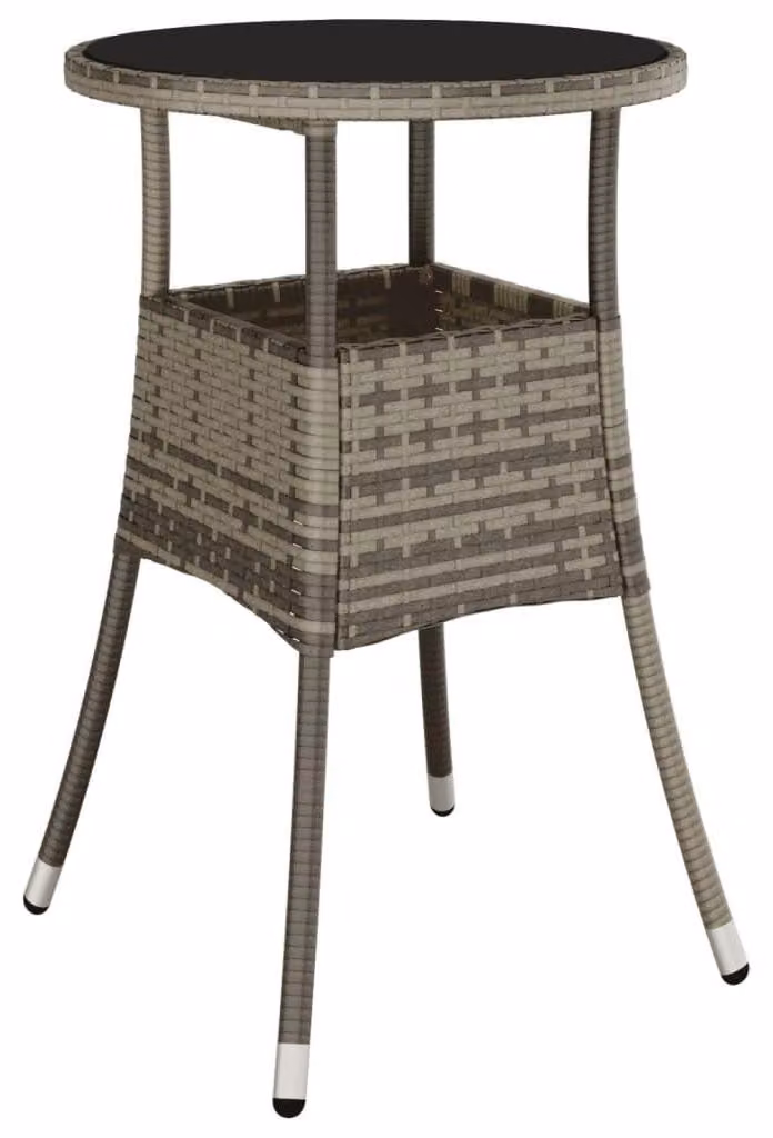 Tavolo da giardino rotondo in rattan sintetico con piano in vetro