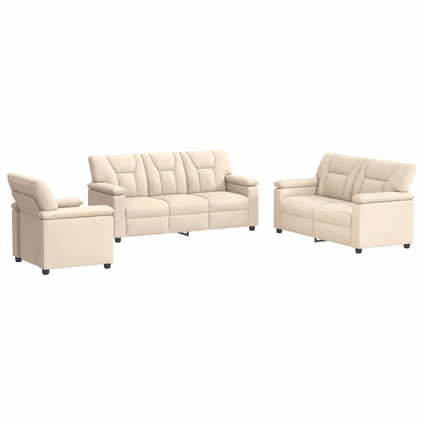 Set di 3 divani moderni vidaXL in similpelle beige con struttura in metallo per il tuo soggiorno