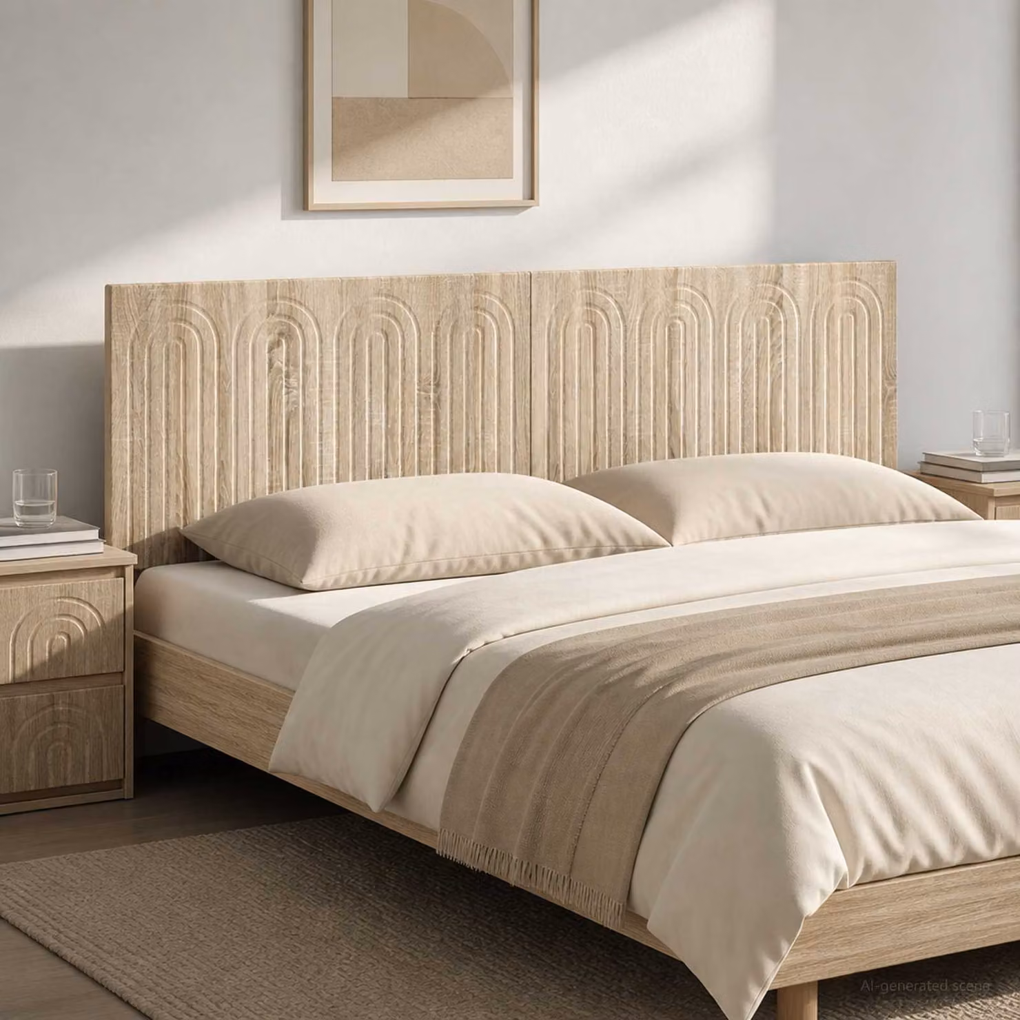 Testiera da muro vidaXL ALKMAAR in legno ingegnerizzato, colore Rovere Sonoma, L: 161 cm, H: 50 cm, P: 3 cm