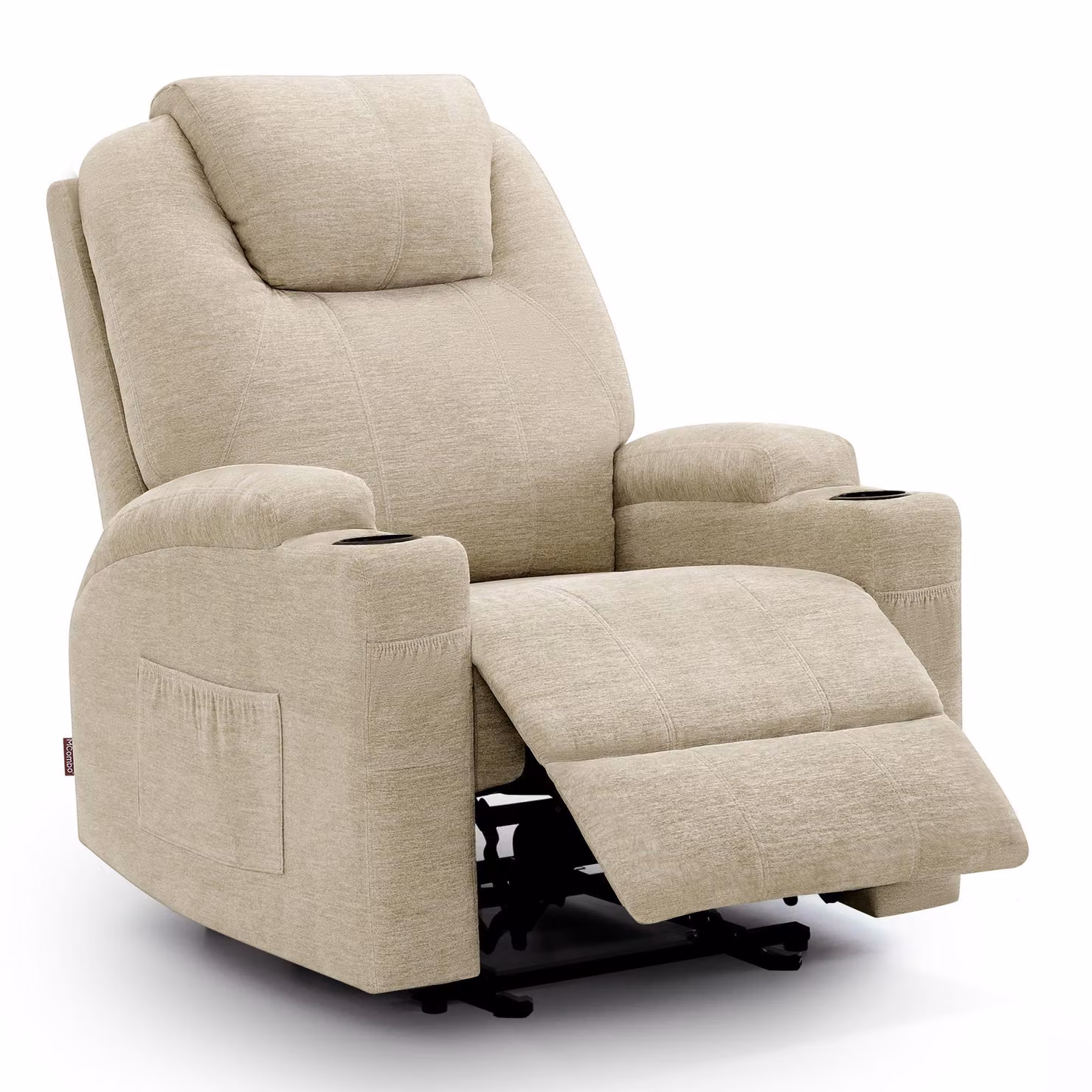 M MCombo poltrona elettrica reclinabile massaggiante Poltrona TV 7061 (tessuto beige)