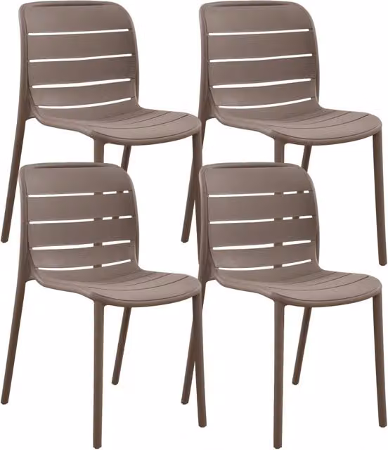 Set di 4 sedie Iris Il Gruppone Passione Casa in polipropilene e fibra di vetro, colore tortora, impilabili per interno ed esterno – 1