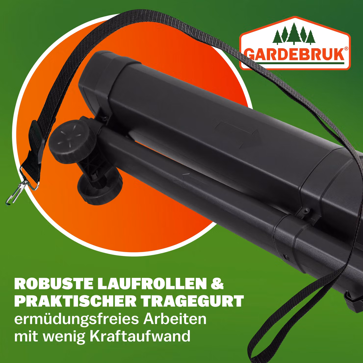 Soffiatore elettrico Gardebruk con tracolla e sacchetto, 3000W, 45L, nero e verde – 3
