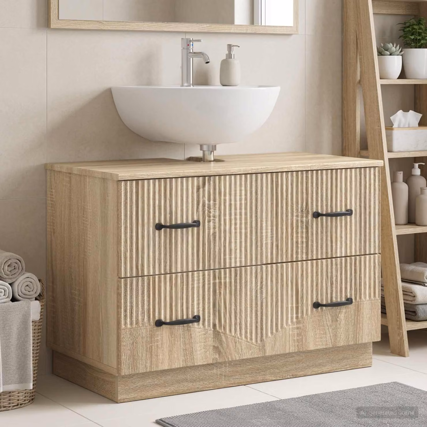 Armadio per lavabo da bagno vidaXL HOORN moderno in Rovere Sonoma marrone L: 82 cm, P: 41 cm, H: 56 cm