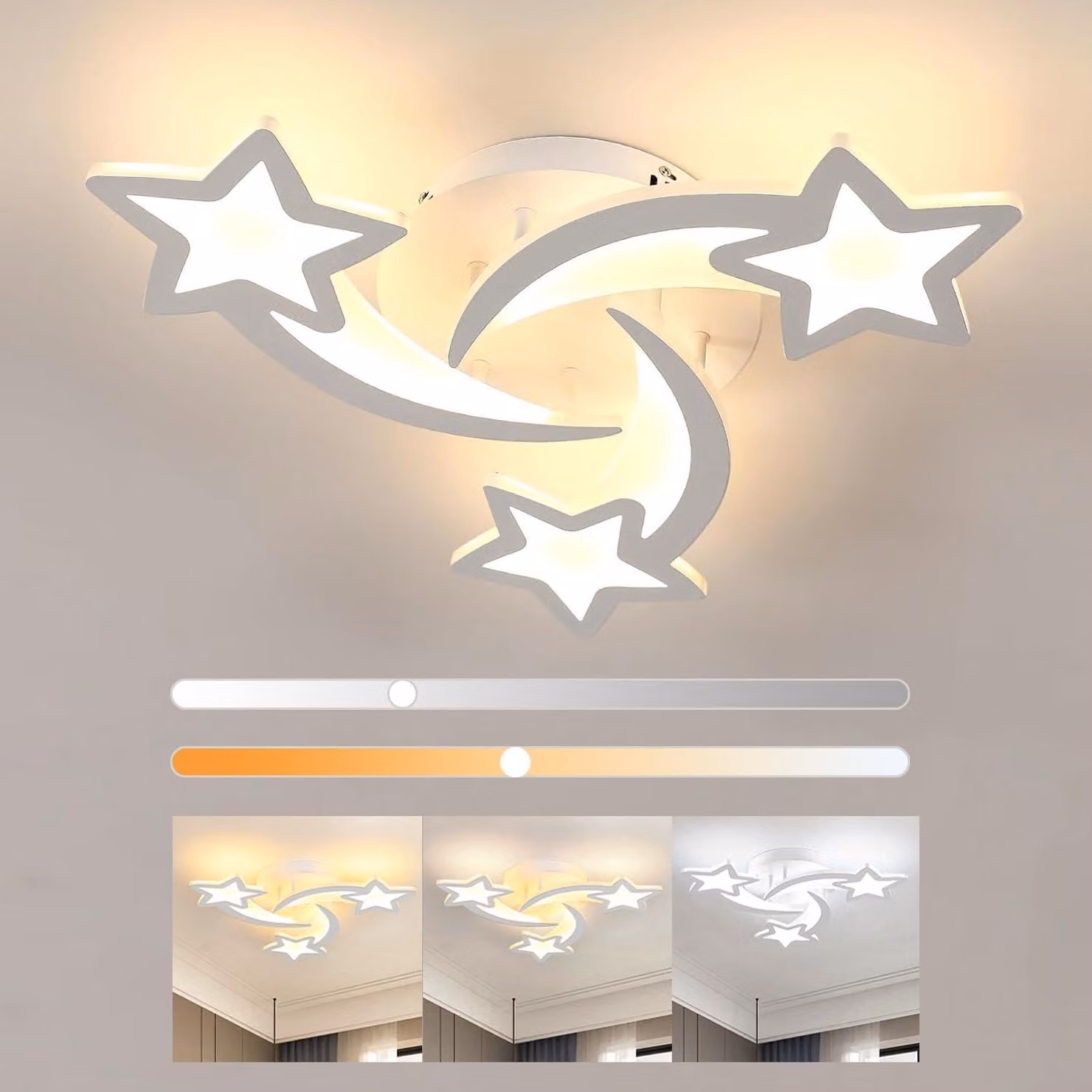 Pannello luminoso a LED, dimmerabile, 38W, 3420 lumen, temperatura di colore regolabile da 3000K a 6500K, forma a stella, colore bianco