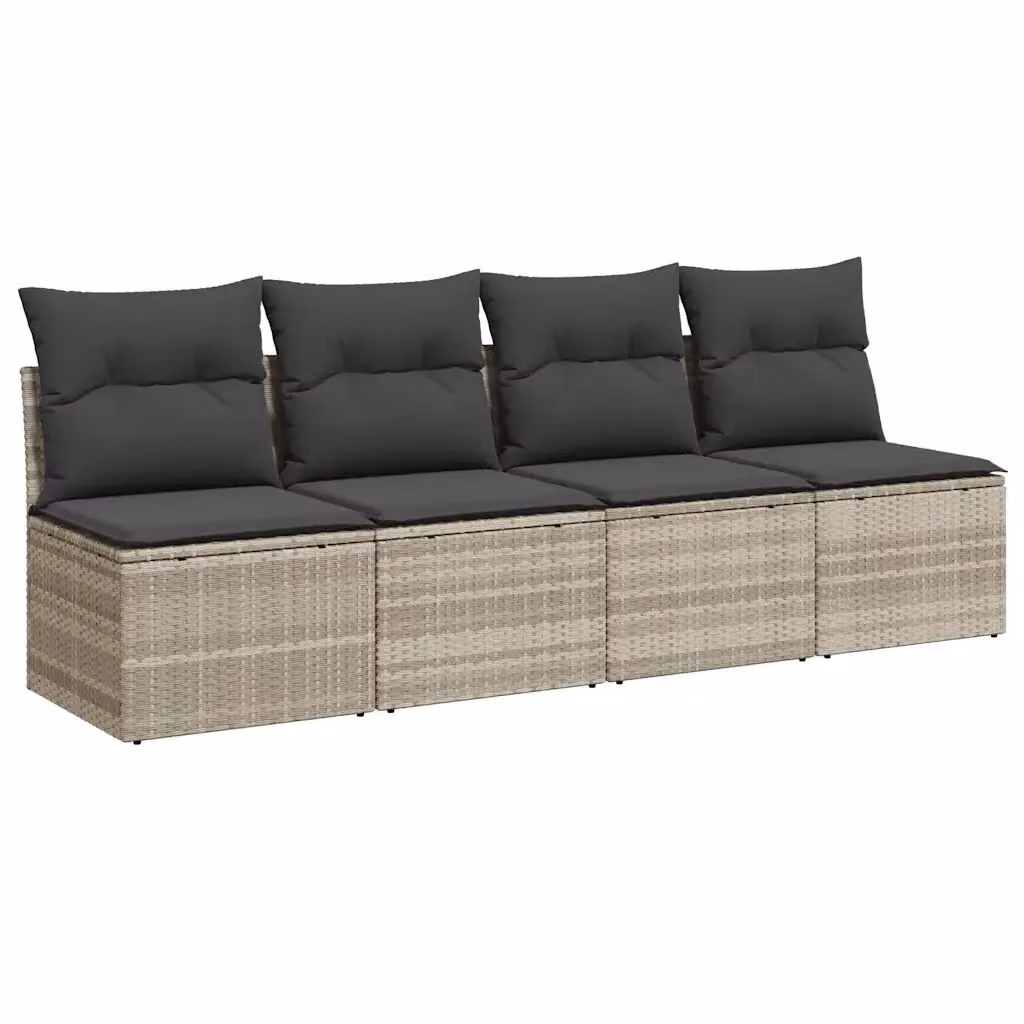Divano da giardino a 4 posti vidaXL in polyrattan grigio con cuscini imbottiti e coperture rimovibili – 2