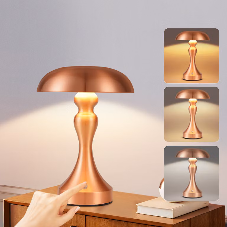 ZMH Lampada da tavolo a batteria Lampada da comodino LED ricaricabile Lampada da tavolo touch dimmerabile Lampada retrò vintage con batteria ricaricabile USB Lampade da tavolo rosso bronzo per davanzale soggiorno camera da letto