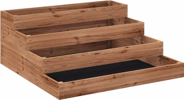 Outsunny Letto per Orto Rialzato a 4 Livelli in Legno di Abete con Fondo Aperto, L: 113 cm, P: 113 cm, H: 46 cm, Marrone – 1