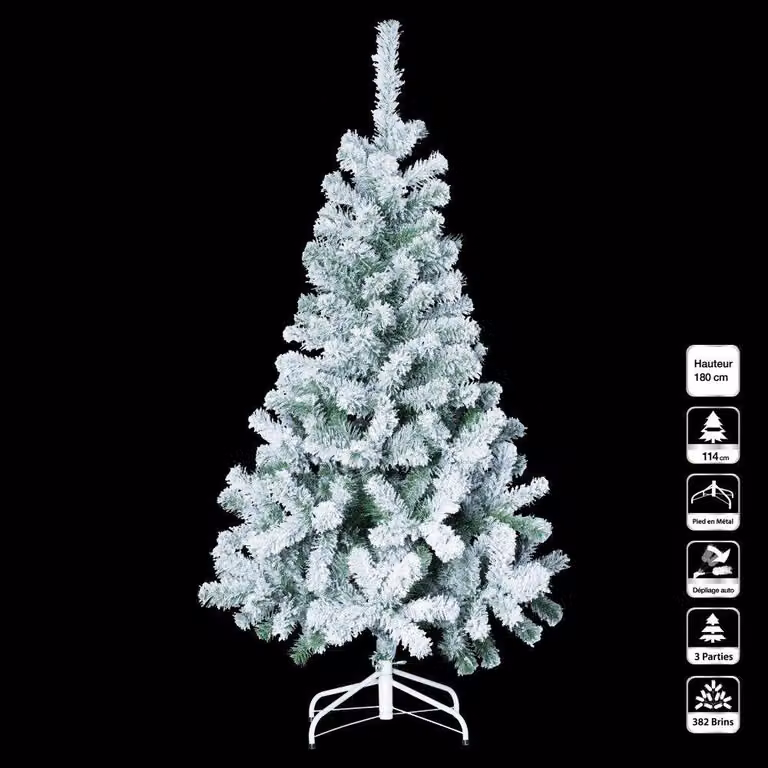 Albero di Natale artificiale da 180 cm con bellissimi fiocchi di neve bianchi - Fééric Lights and Christmas