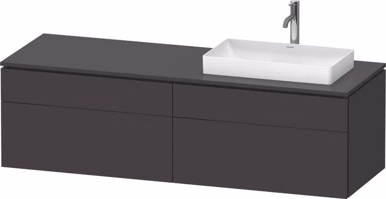 Duravit L-Cube Meuble sous-lavabo en console suspendu, avec plan de toilette en console, 4 tiroirs, vasque à droite, 1620x482x550mm, LC4871R80800000, LC4871R80800000