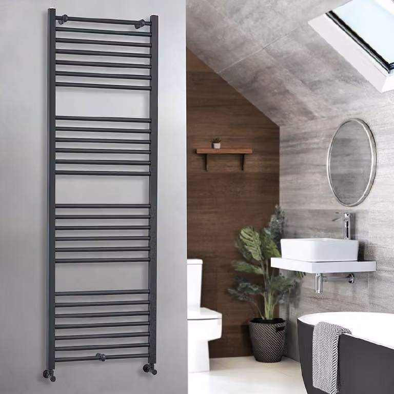 Scaldasalviette Piatto Antracite - Termoarredo Bagno - 820W - 1800 x 600mm - Artle