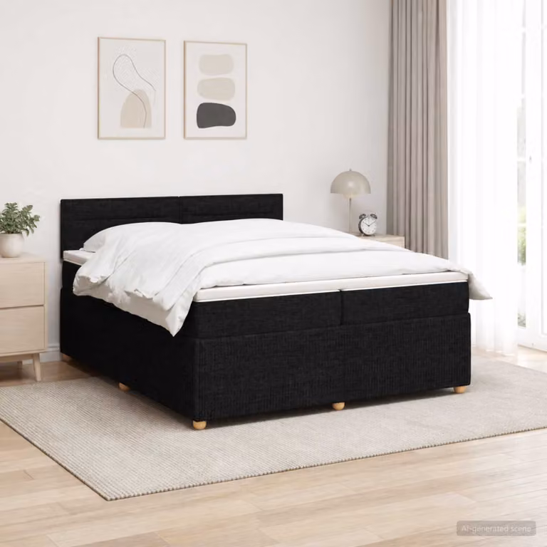 Letto box spring con materasso vidaXL in tessuto nero L/P: 200 x 200 cm