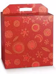 Confezione in carta per panettone e bottiglia Scotton Red Universe L: 30,5 cm, P: 22,5 cm, H: 35 cm
