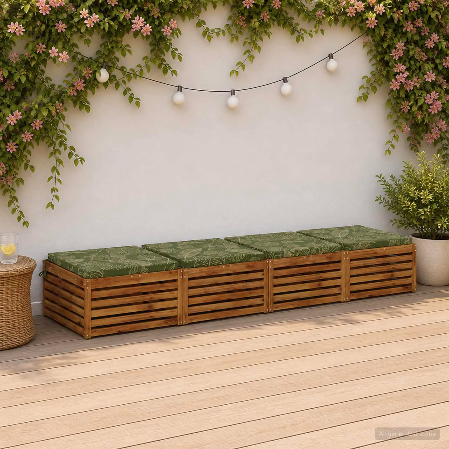 Set di 4 cuscini per sedia quadrati vidaXL in poliestere verde con rivestimento lavabile e resistente ai raggi UV