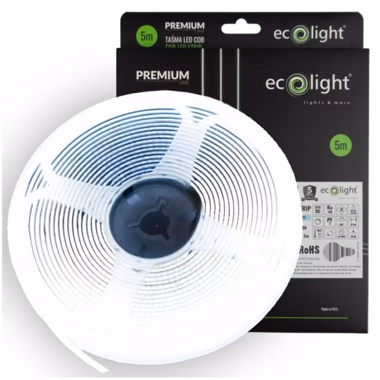 Striscia LED COB, luce uniforme e senza punti, 24V, 1152 LED/metro, tonalità fredda, 14W/metro, 5 metri