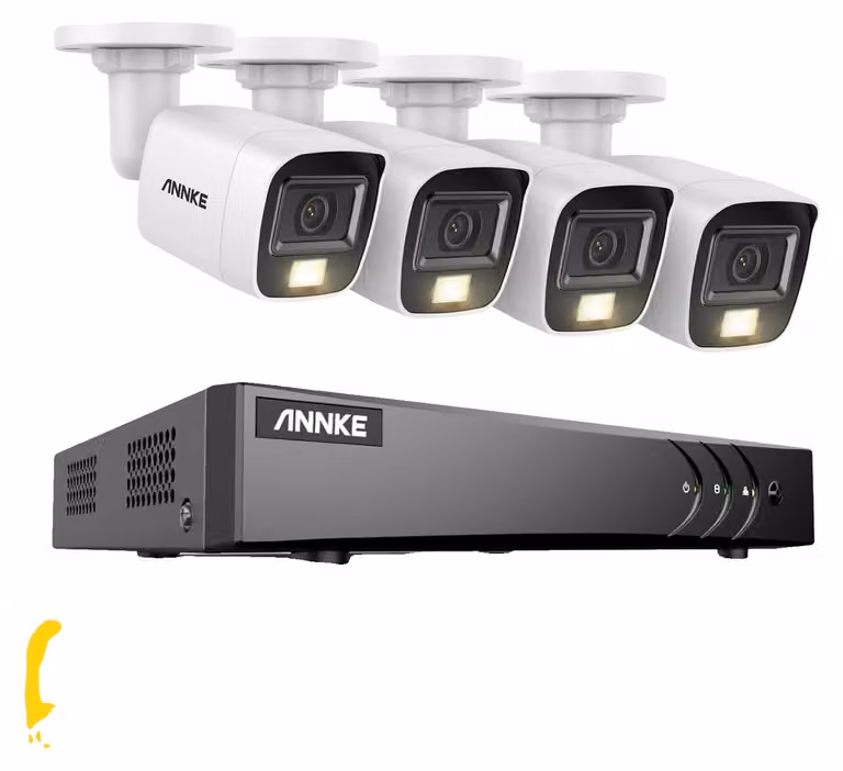 Sistema di telecamere di sicurezza, riconoscimento tramite intelligenza artificiale, visione notturna a doppio LED, senza hard disk, senza alimentatore
