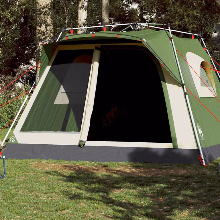 Tenda Familiare Cabina vidaXL per 7 Persone Verde a Rilascio Rapido