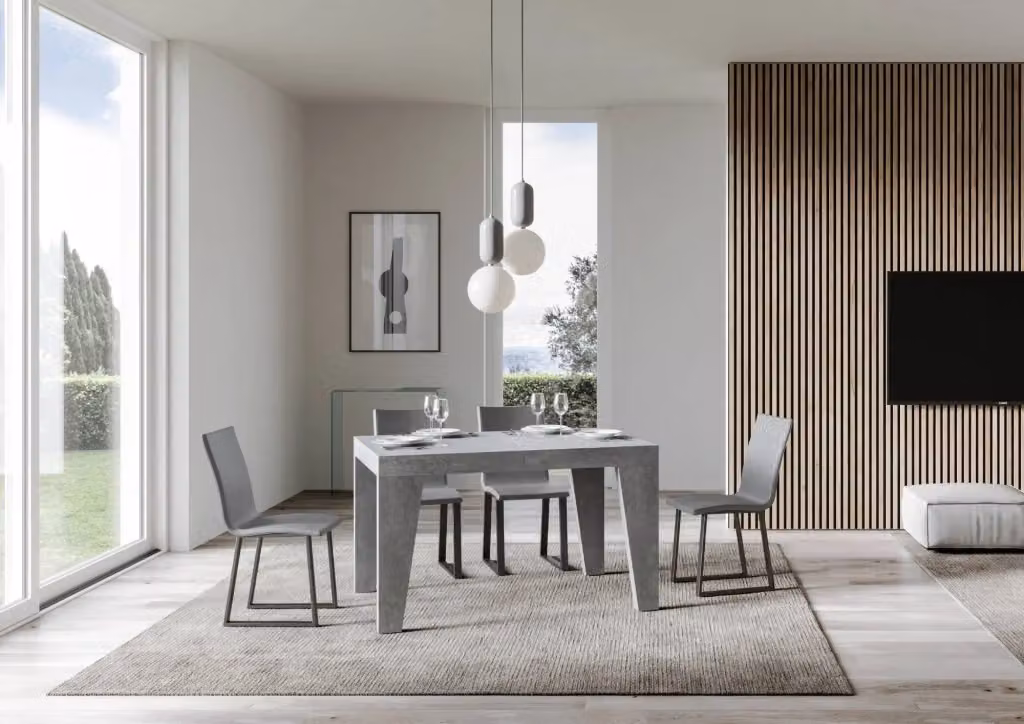 Tavolo allungabile moderno Naxy in MDF laminato grigio L/P/H: 120 x 90 x 77 cm (estendibile fino a 380 cm) – 2