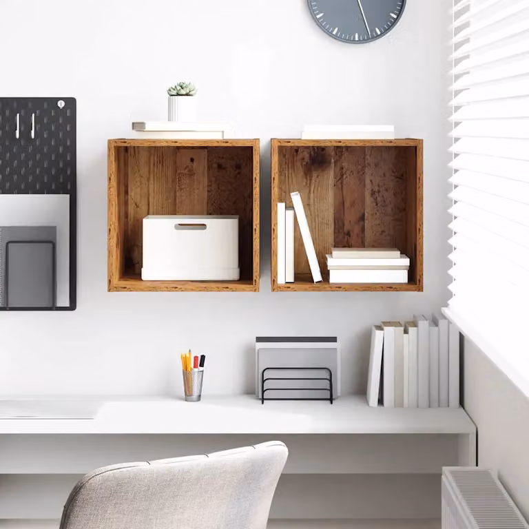 Set di 2 armadietti a muro vidaXL in legno vecchio marrone L/P/H: 37 x 37 x 37 cm