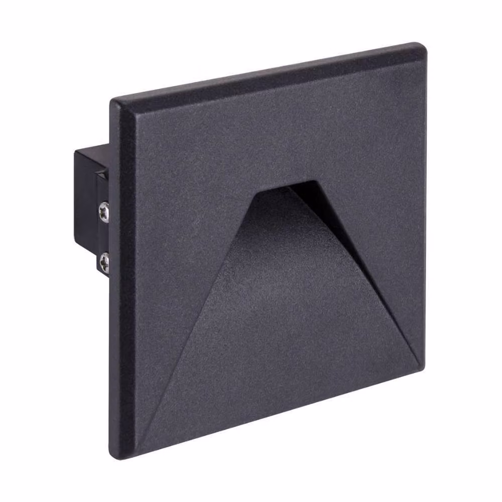 Lampada a LED per gradini, lampada da scala, montaggio da incasso, applique per interni ed esterni, colore nero, forma squadrata, luce bianca neutra