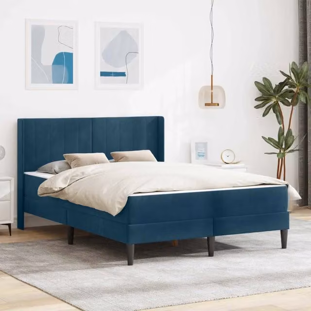 Struttura letto con materasso Blu 140 x 200 cm Velluto 3414872