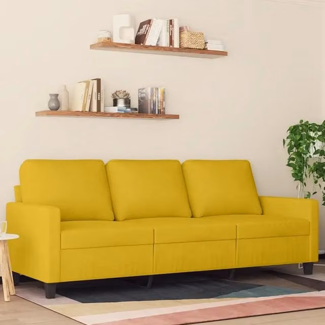 Divano a 3 Posti Giallo 180 cm in Velluto 359215