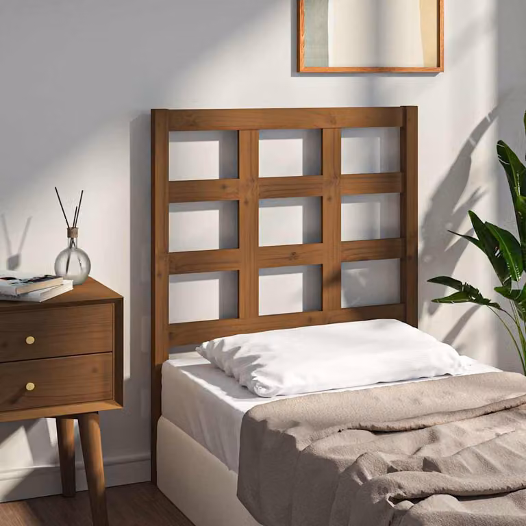 Testiera per letto vidaXL in legno massello di pino, colore marrone, L 80,5 x P 4 x H 100 cm