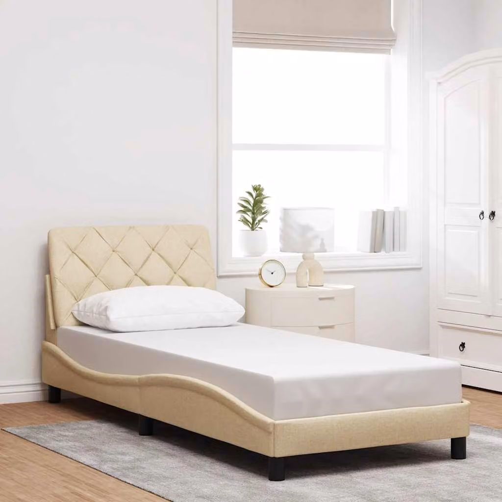 vidaXL Giroletto senza Materasso in Tessuto Beige L/P/H: 80 x 200 cm
