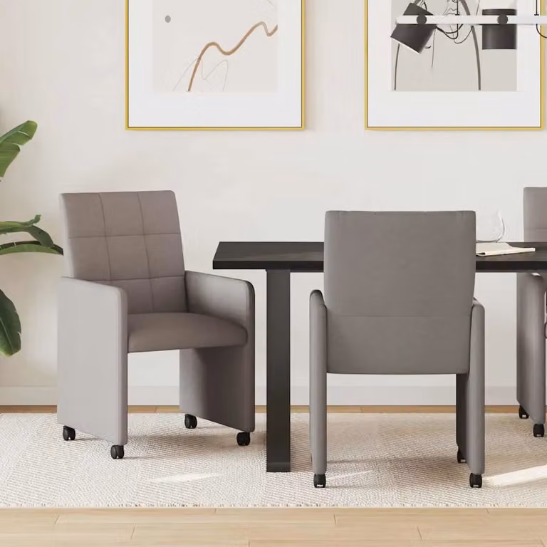 Set di 2 sedie da pranzo vidaXL con ruote e braccioli in tessuto, L/P/H: 58 x 65 x 94 cm