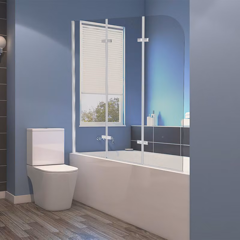 Jopassy cabina doccia schermo pieghevole per vasca da bagno vasca allegato schermo doccia in 6 mm NANO facile pulire vetro 3 pezzi pieghevole 120 * 140 cm argento