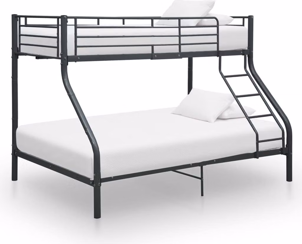 The Living Store Struttura letto a castello in metallo nero 140x200 cm/90x200 cm