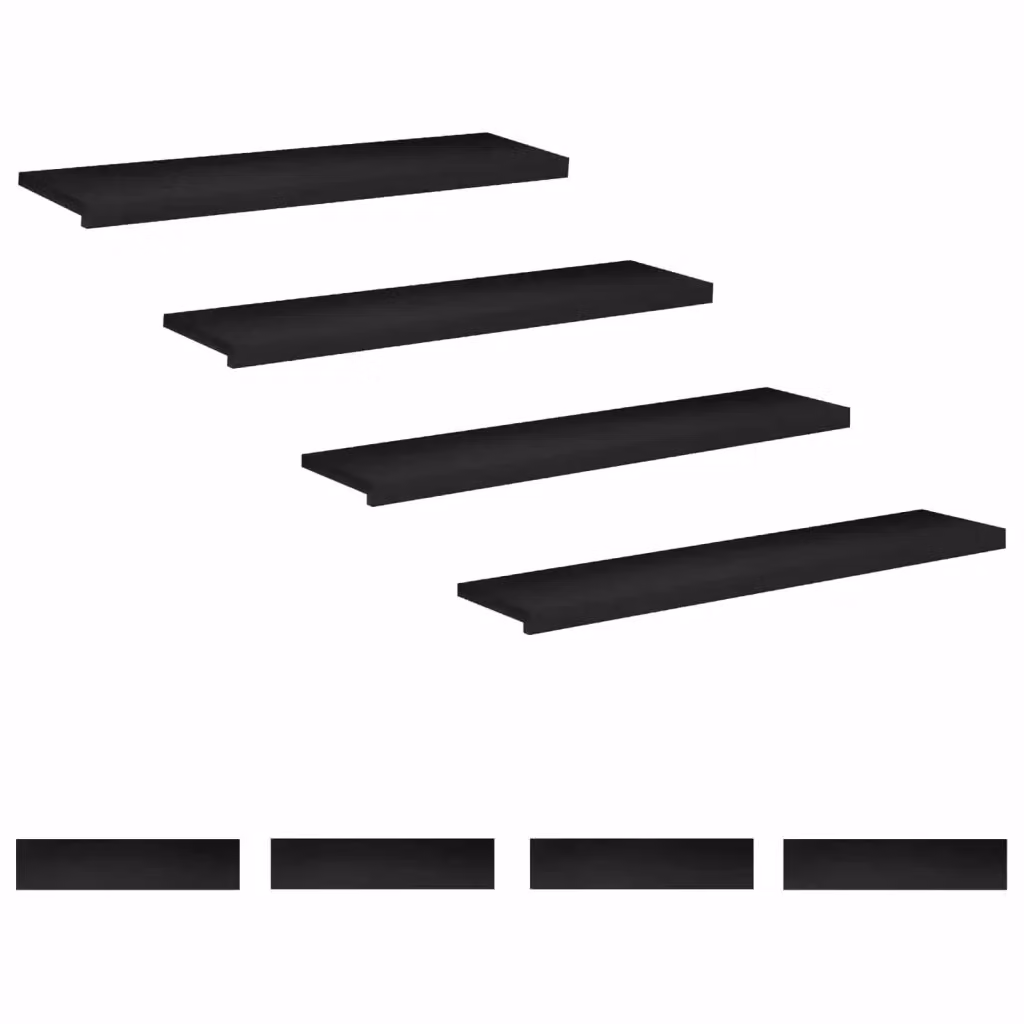 Set di 8 tappeti per scale vidaXL in legno di faggio, colore nero, L: 110 cm, P: 25 cm, H: 2 cm – 2