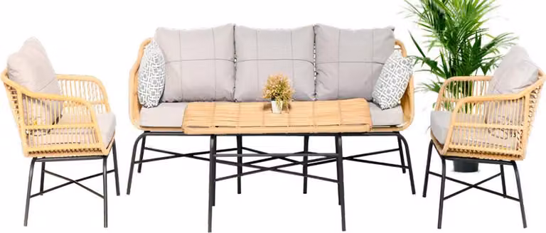 GartenMöbel Garten Sitzmöbel Sofagarnitur Dreisitzer Sofa Sessel Esstisch Set