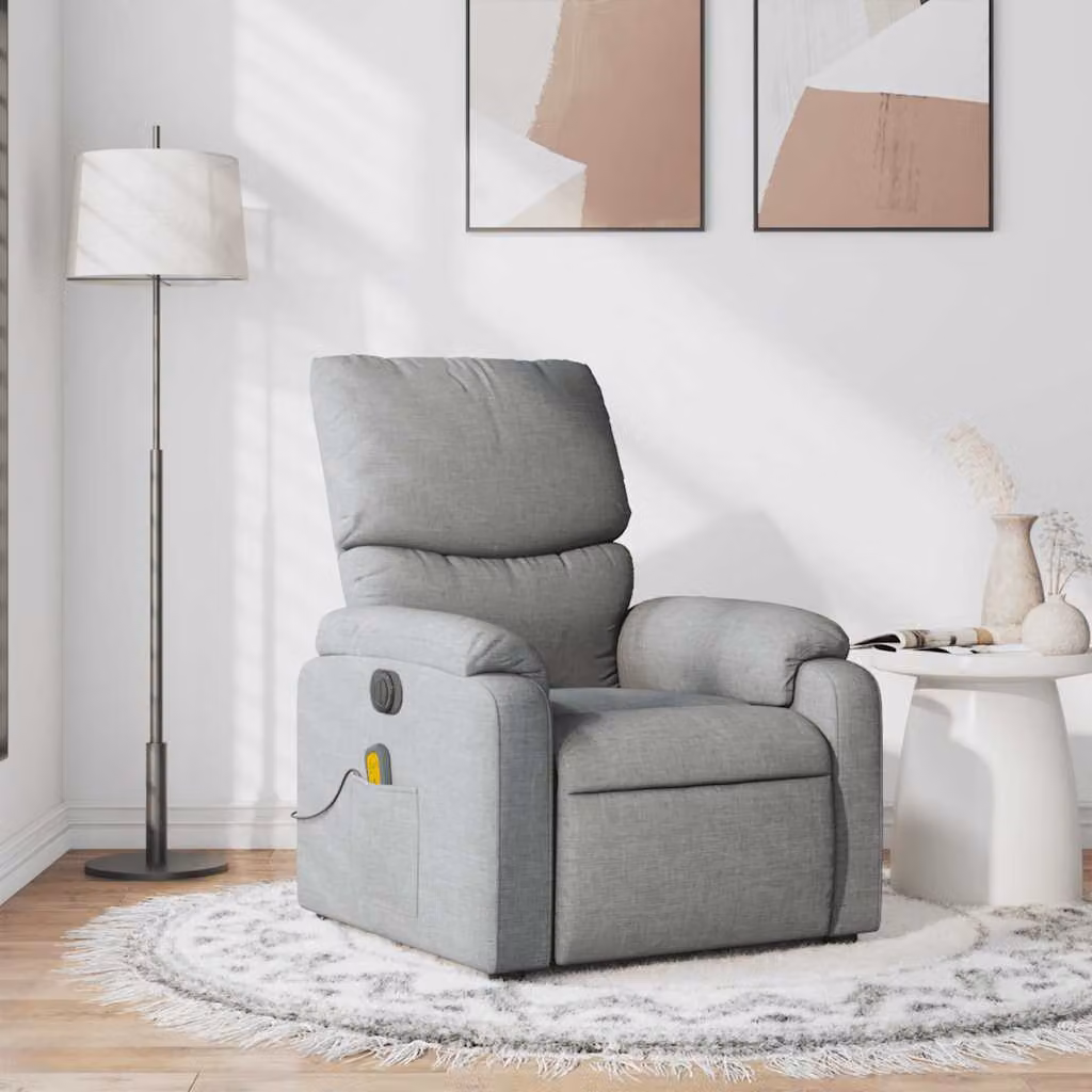 vidaXL Poltrona Reclinabile Relax Grigio con Braccioli in Tessuto e Schiuma