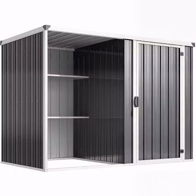 Capanno Box da Giardino 231x125x162 cm Porta Bloccabile in Acciaio Zincato Grigio