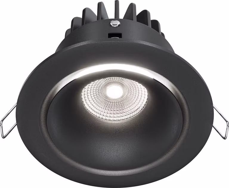 Maytoni, faretta da incasso a LED, rotonda, 12 W, 4000 K, nera, alluminio, IP20